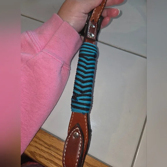Horse Western Teal And Black Headstall - Picture 5 of 5